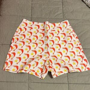 Boden White Shorts with Orange Shrimp and Yellow Stars